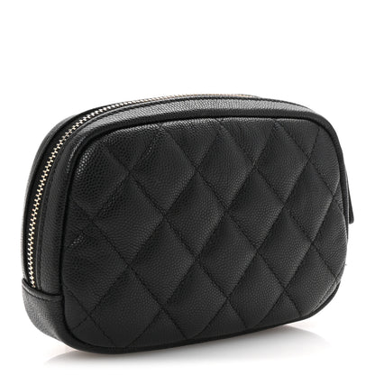Chanel Lambskin Quilted Small Curvy Pouch Cosmetic Case Black 3 of 8