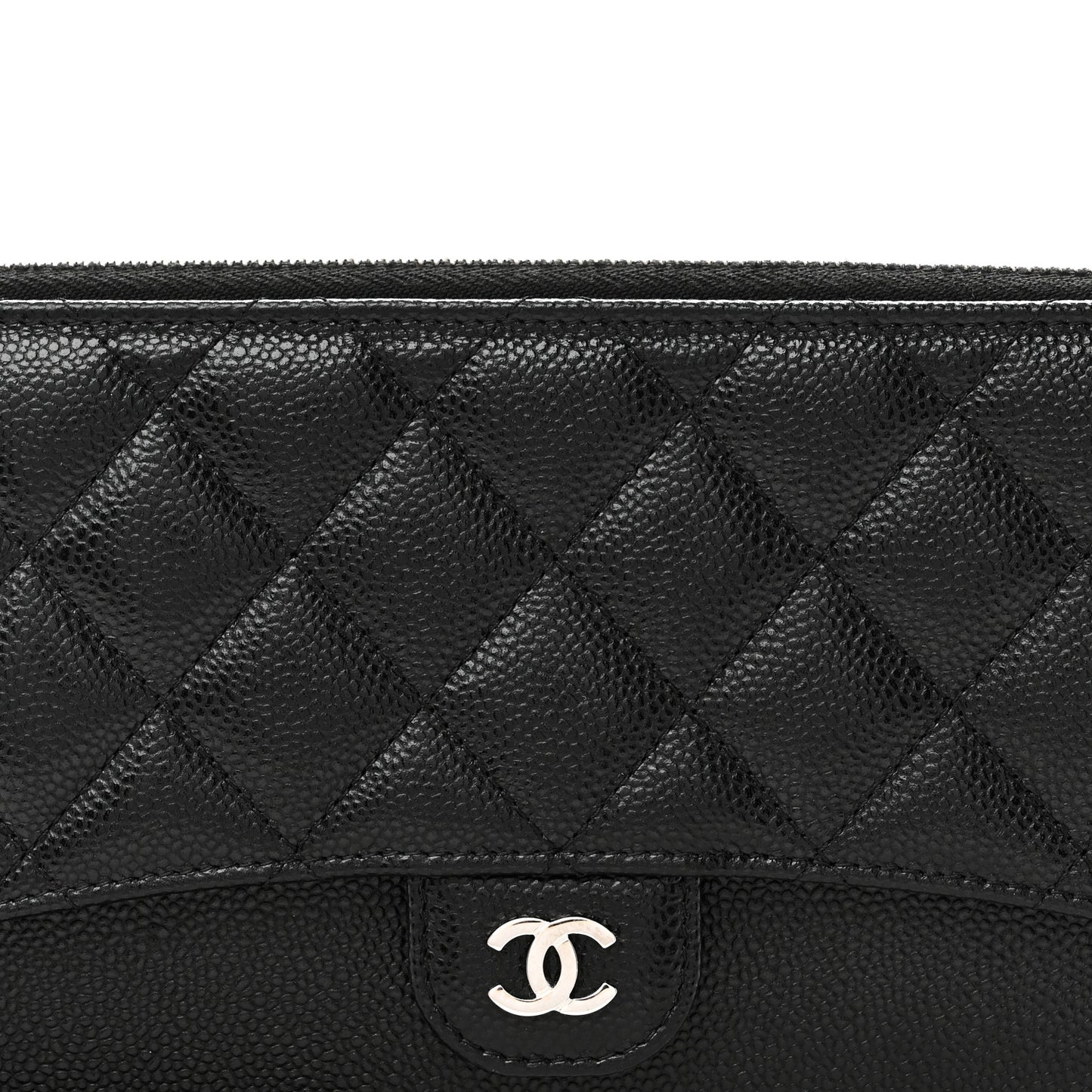 Caviar Quilted Classic Pouch With Handle Black