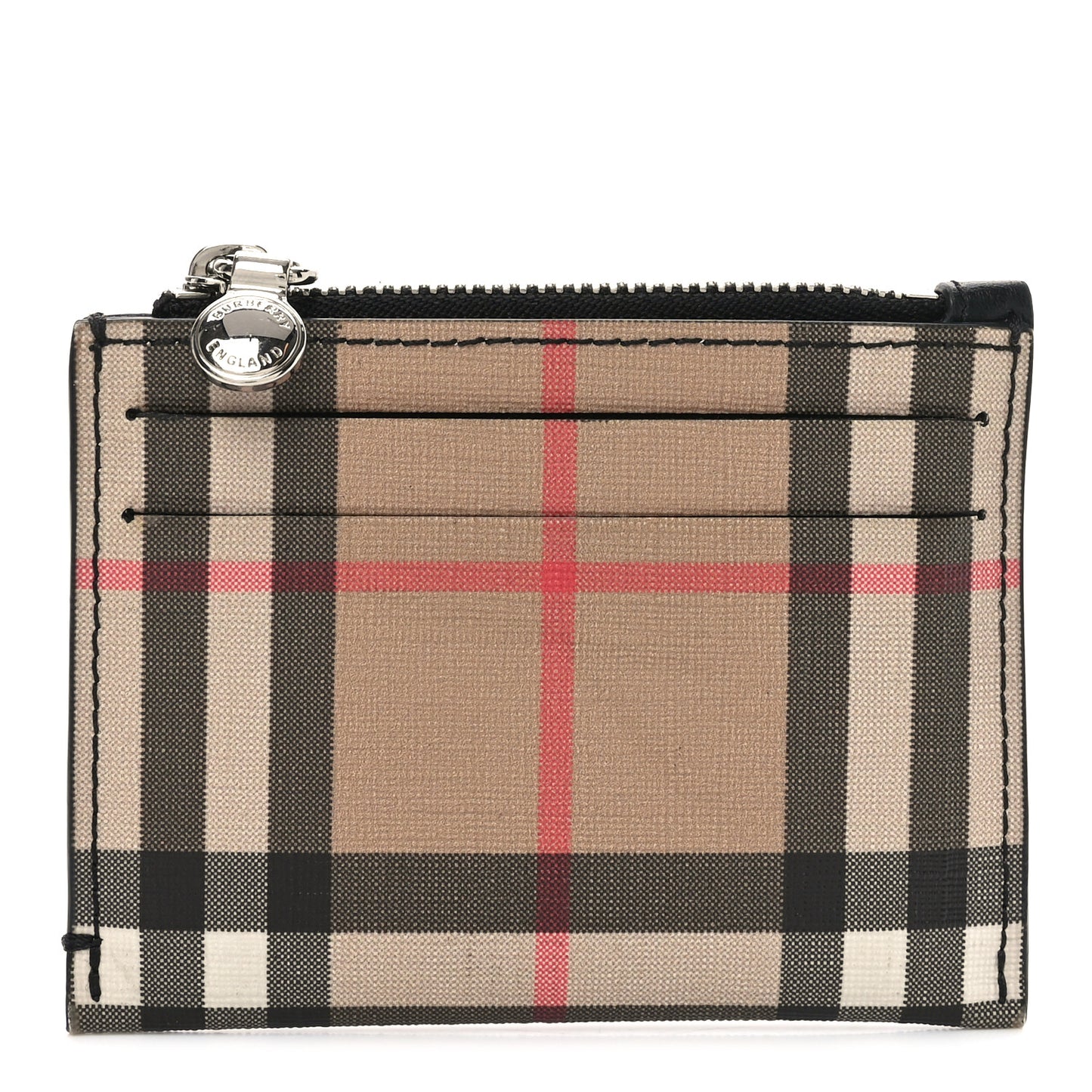 Canvas Vintage Check Zip Card Holder Black