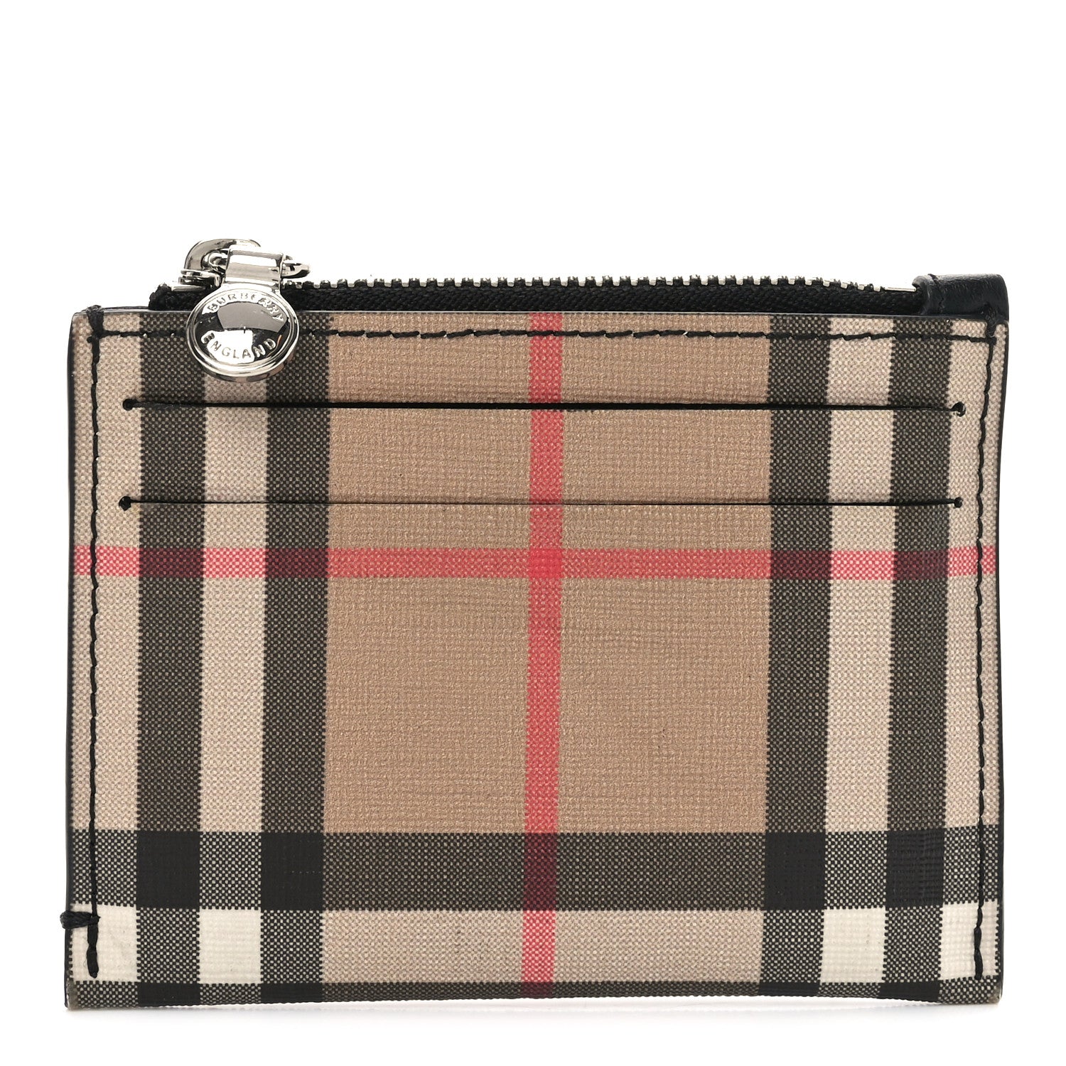 Burberry Canvas Vintage Check Zip Card Holder Black 1 of 6
