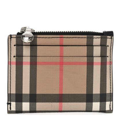 Burberry Canvas Vintage Check Zip Card Holder Black 1 of 6