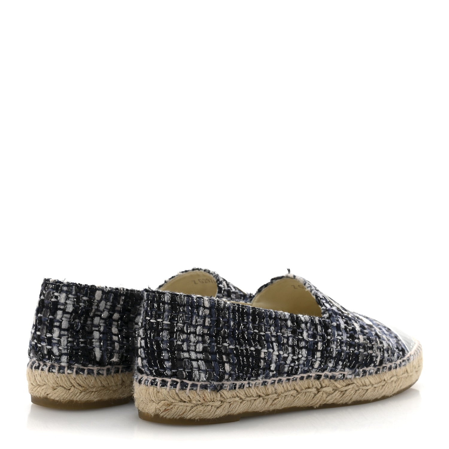 Chanel Metallic Tweed Lambskin CC Espadrilles 39 Blue Black Silver 5 of 11