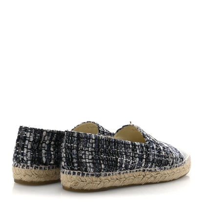 Chanel Metallic Tweed Lambskin CC Espadrilles 39 Blue Black Silver 5 of 11