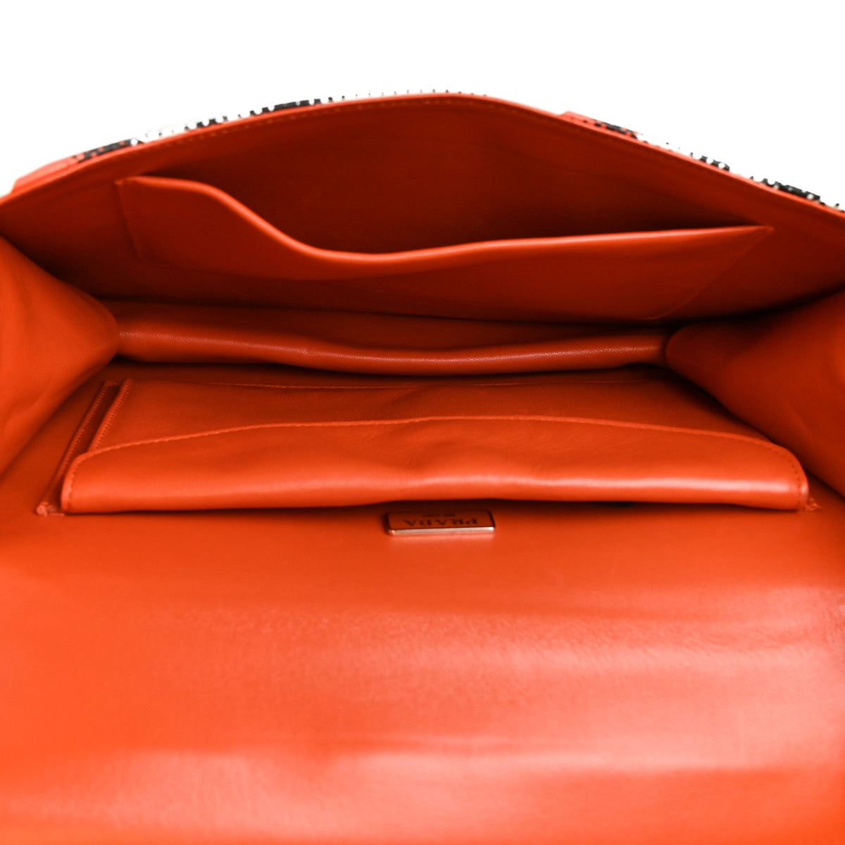 Vitello Daino Eye Inside Lock Flap Chain Shoulder Bag Bianco Arancio