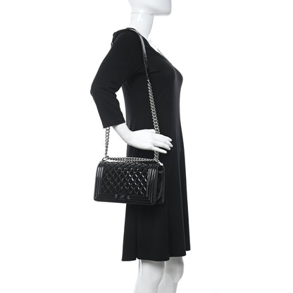 Chanel Patent Calfskin Quilted Medium Plexiglass Boy Flap Black 2 of 11