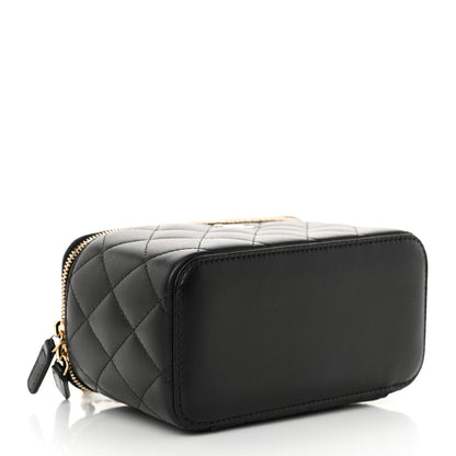 Chanel Lambskin Quilted Small Top Handle Vanity Case With Chain Black 4 of 10