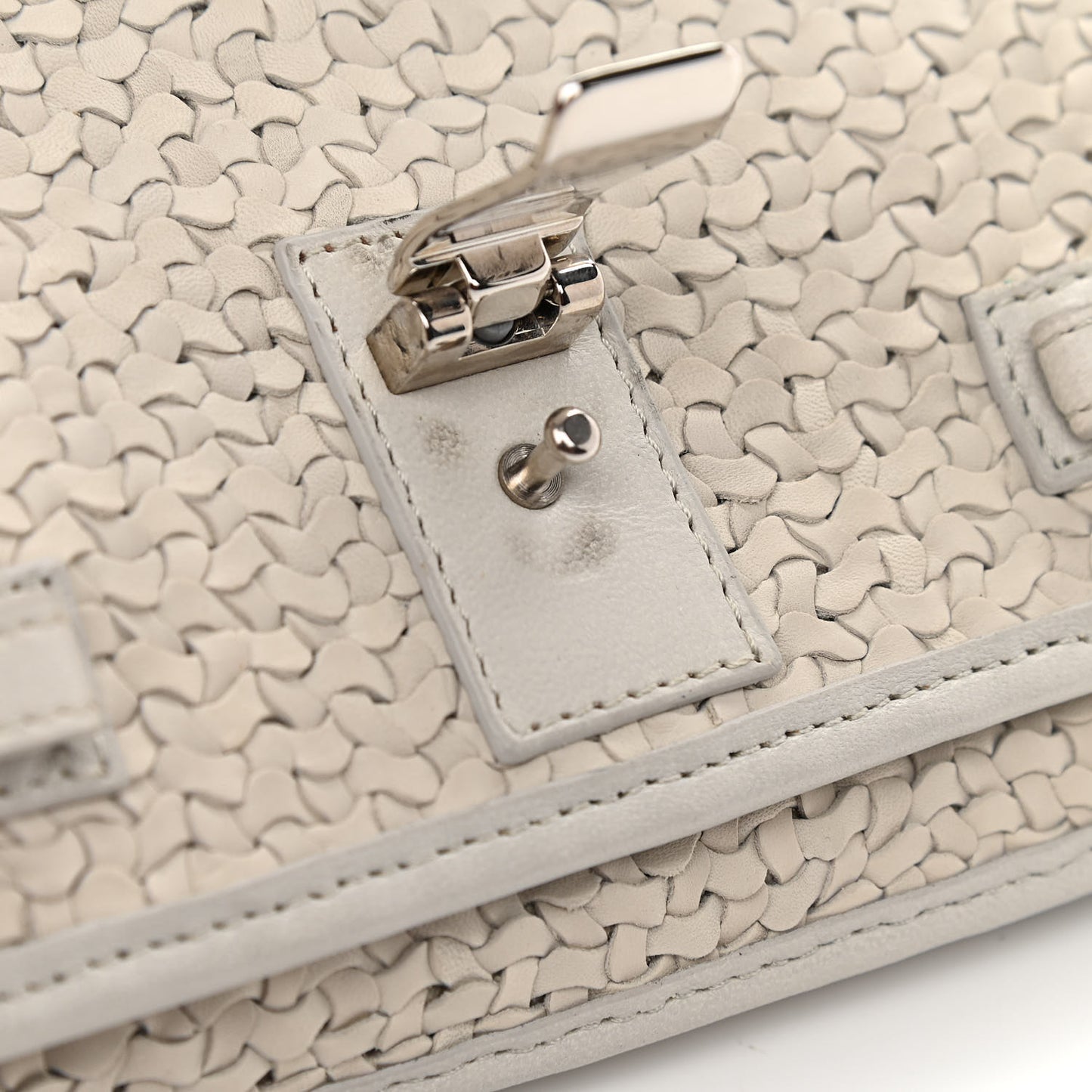 Lambskin Woven Tiny PS1 Satchel Ivory