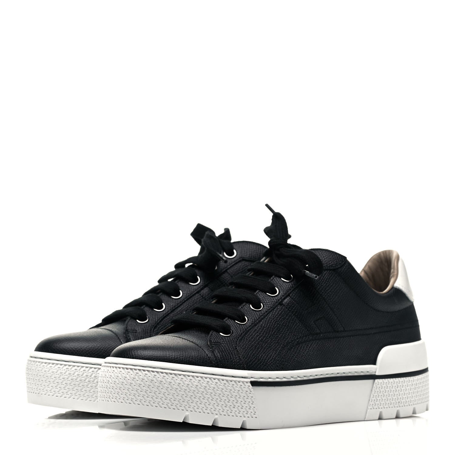 Hermes Epsom Womens Voltage Sneakers 37.5 Black White 3 of 10