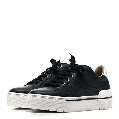 Hermes Epsom Womens Voltage Sneakers 37.5 Black White 3 of 10