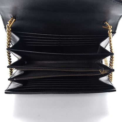 Gucci Calfskin Matelasse GG Marmont Chain Wallet Black 5 of 7