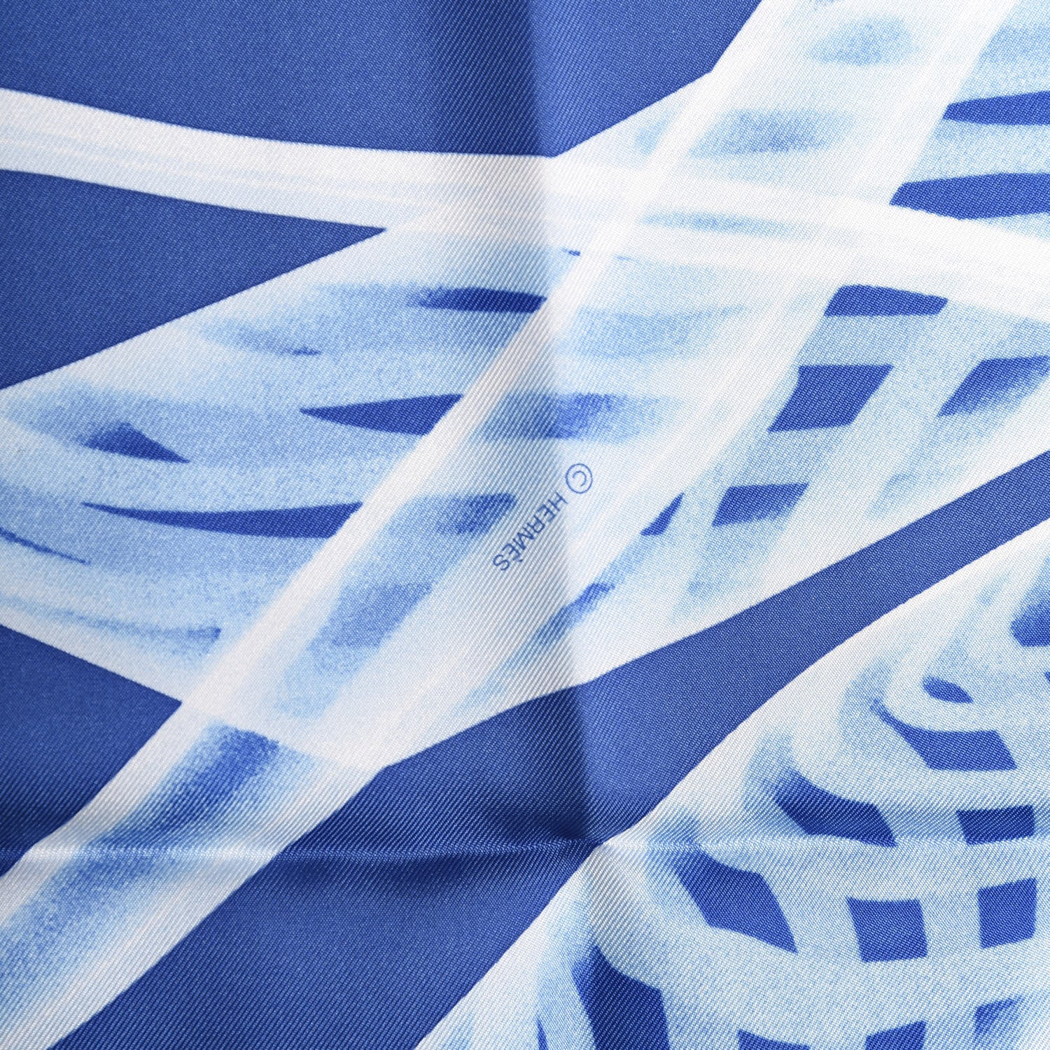 Hermes Silk Please Check In Scarf 90 Bleu Moyen Ciel White 5 of 7