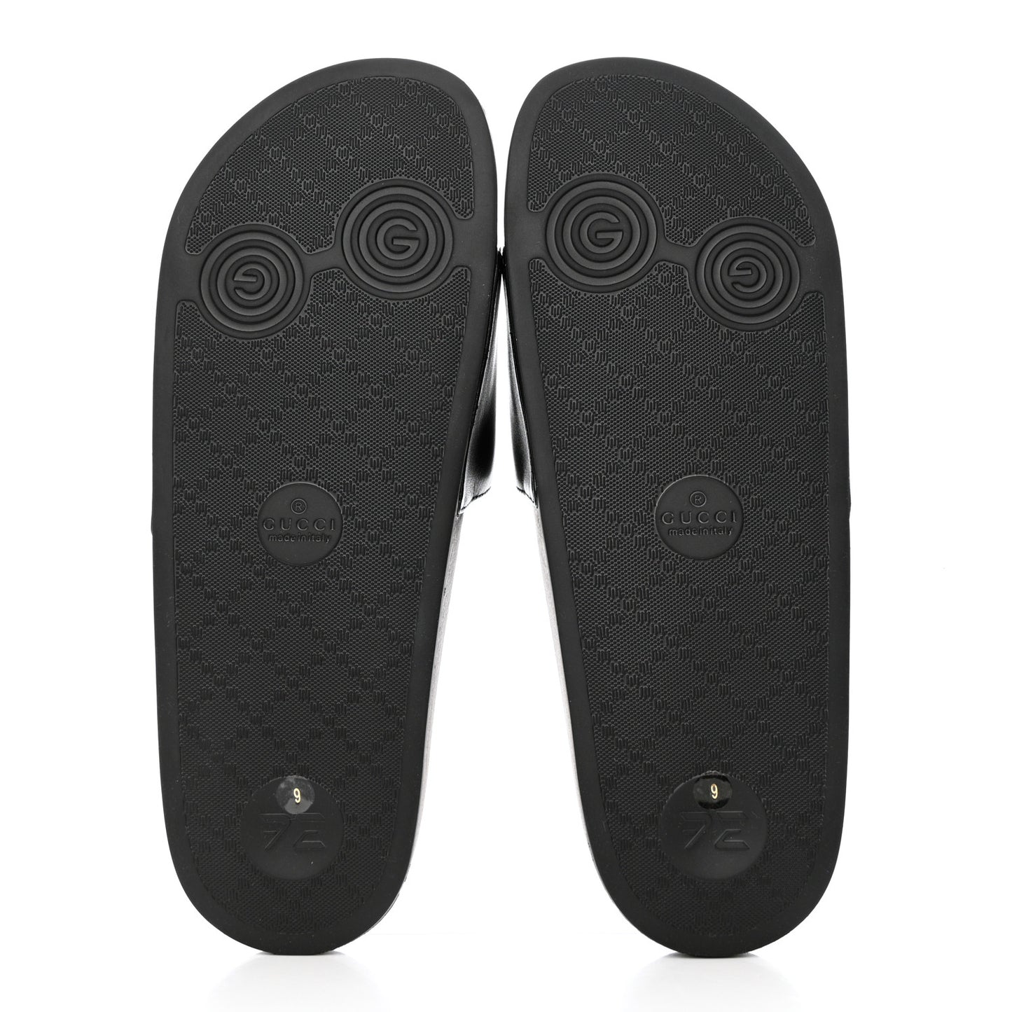 Nappa Miro Soft Calfskin Interlocking G Mens Slide Sandals 9 Black White