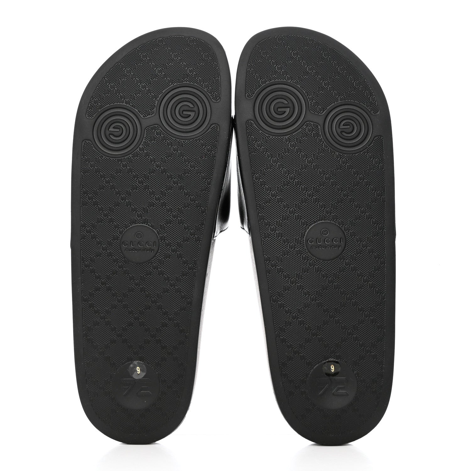 Gucci Nappa Miro Soft Calfskin Interlocking G Mens Slide Sandals 9 Black White 6 of 10