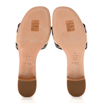 Christian Dior Canvas Embroidered Toile de Jouy Pop Dway Mules Heeled Slide Sandals 37.5 Black Multicolor 5 of 8