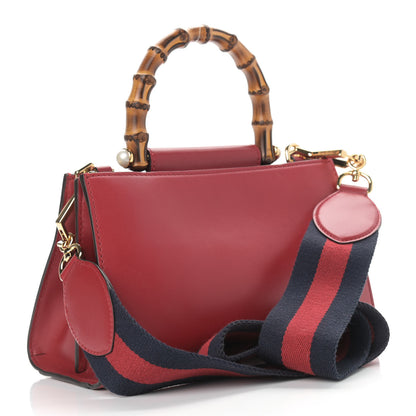 Gucci Nappa Bamboo Web Mini Nymphaea Top Handle Bag Hibiscus Red 3 of 11