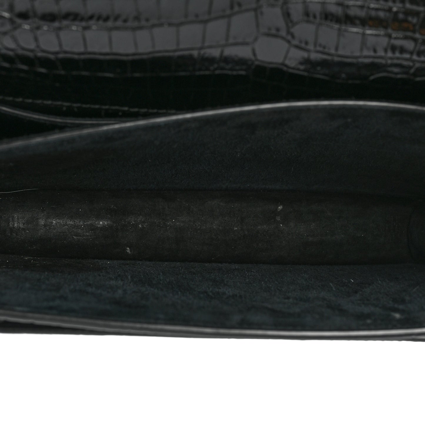 Calfskin Crocodile Embossed Medium Monogram Sunset Black