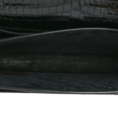 Saint Laurent Calfskin Crocodile Embossed Medium Monogram Sunset Black 4 of 15