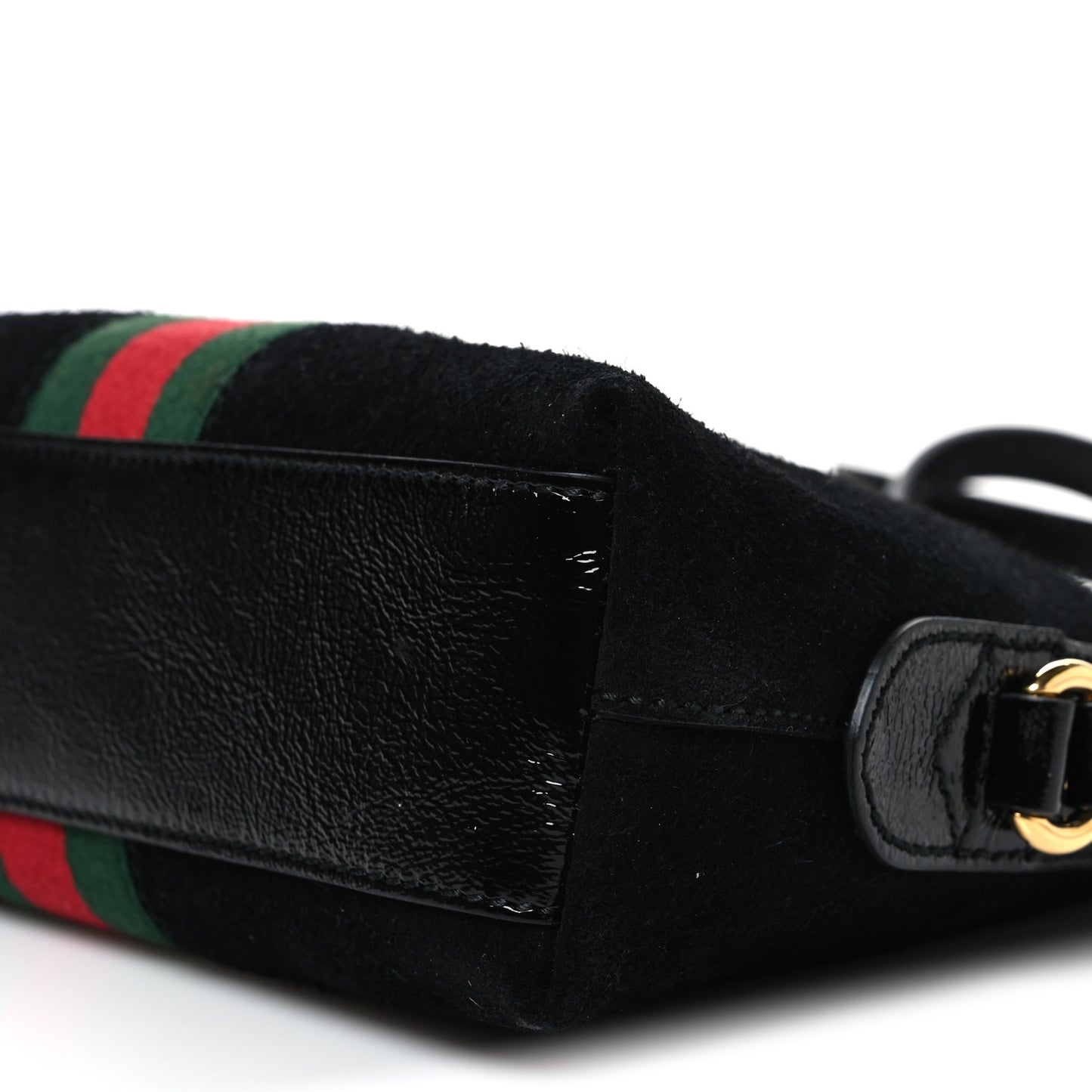 Suede Patent Web GG Small Ophidia Dome Shoulder Bag Black