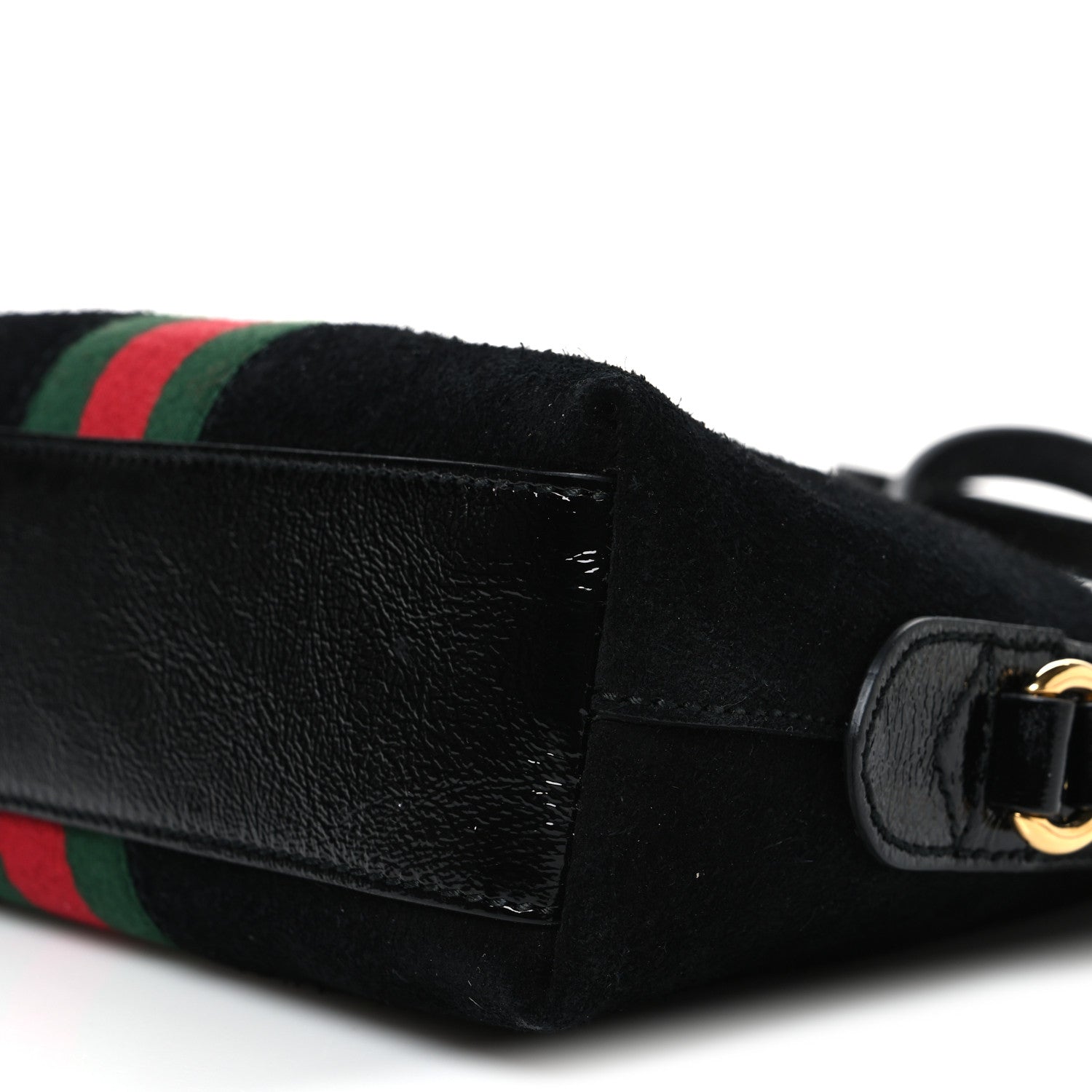Gucci Suede Patent Web GG Small Ophidia Dome Shoulder Bag Black 10 of 10