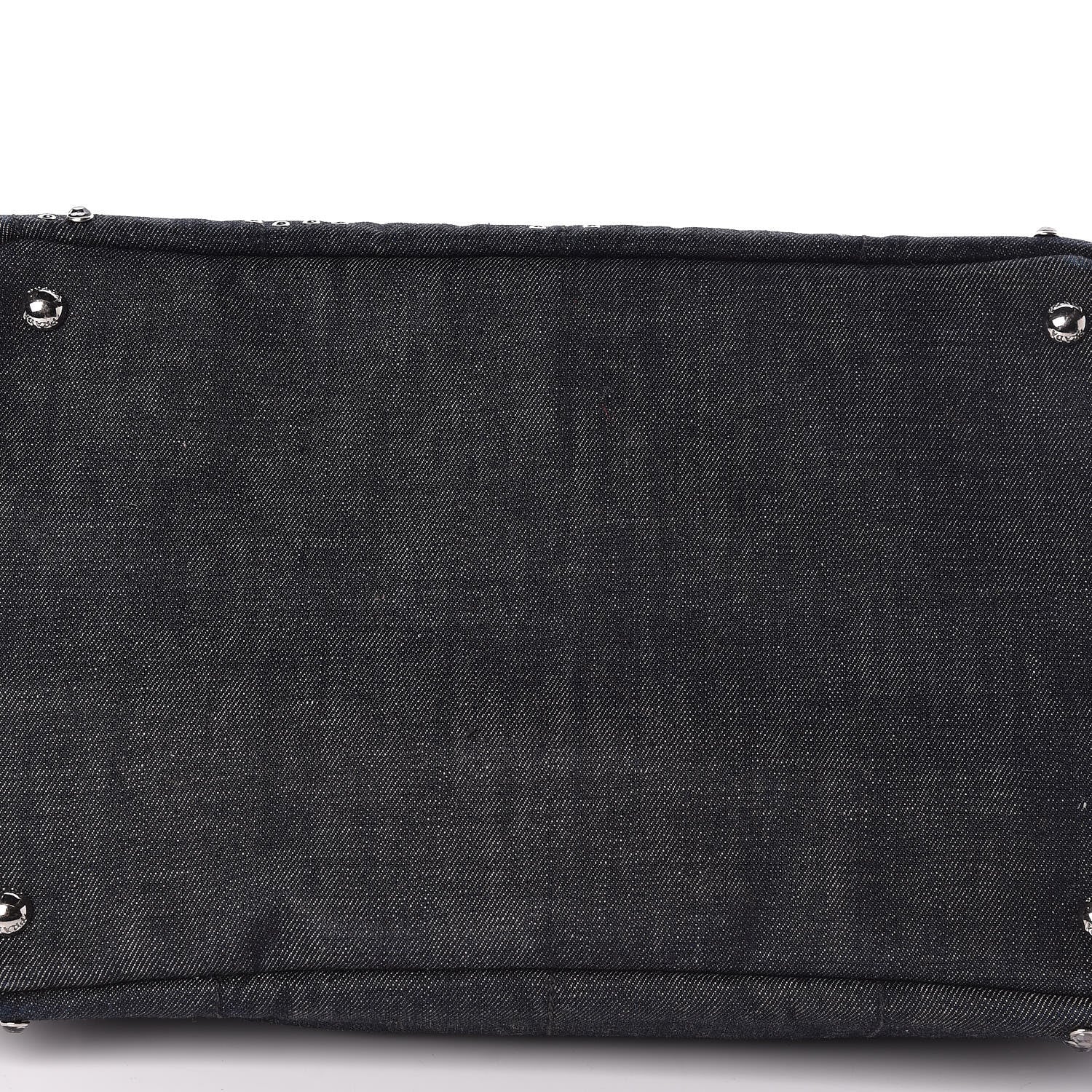 Prada Denim Crystal Studded Canapa Tote Black 9 of 11