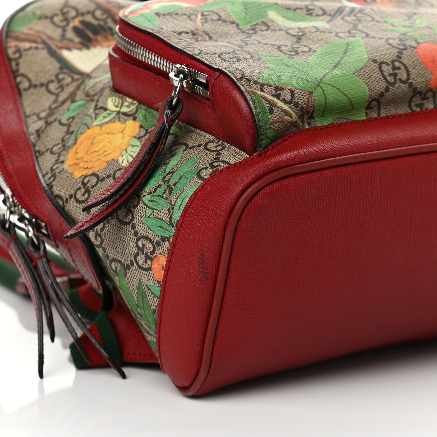 GG Supreme Monogram Tian Web Small Day Backpack Beige Multicolor Red