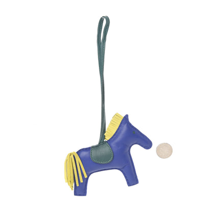 Hermes Milo Lambskin Grigri Rodeo Horse Bag Charm GM Bleu Electrique Malachite Lime 2 of 4
