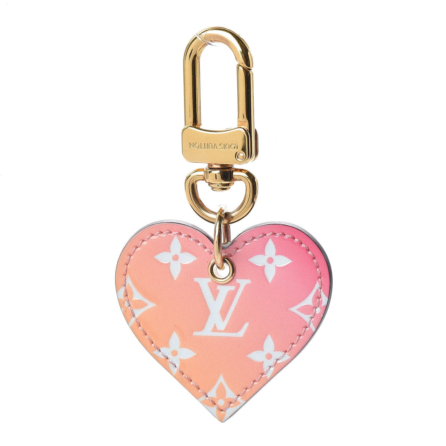 Calfskin Gradient Love Lock Heart Bag Charm Rose