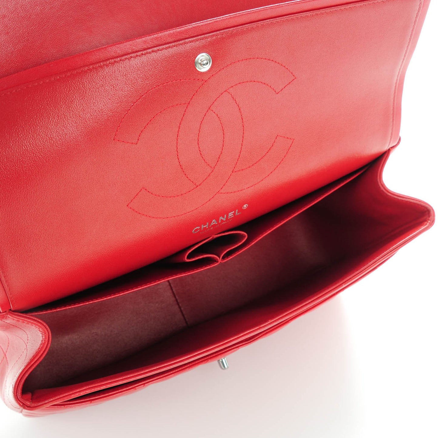 Lambskin Quilted Jumbo Double Flap Red