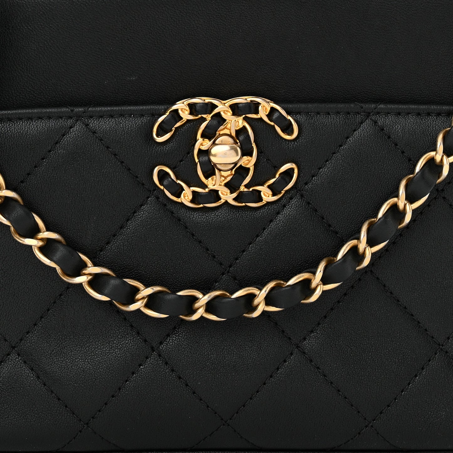 Goatskin Quilted Chanel 19 Camera Case Black