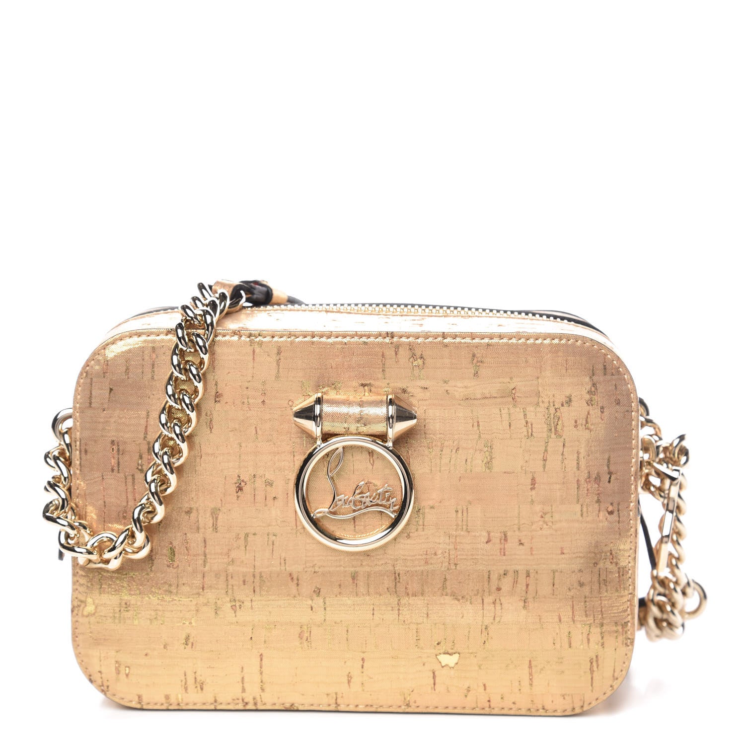 Christian Louboutin Metallic Liege Pepite Cork Mini Rubylou Crossbody Gold 1 of 11