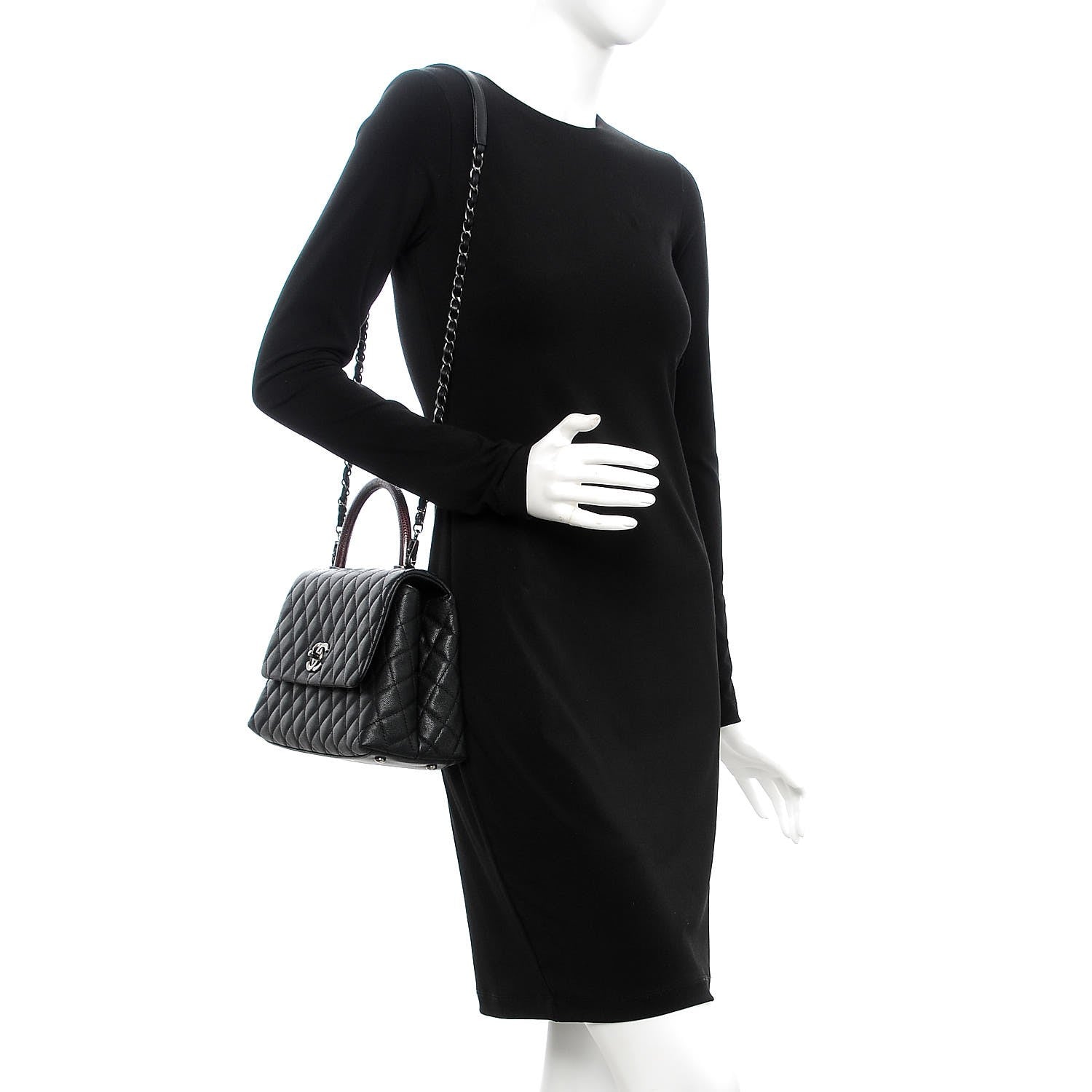 Chanel Caviar Lizard Quilted Small Coco Handle Flap Black 2 of 9