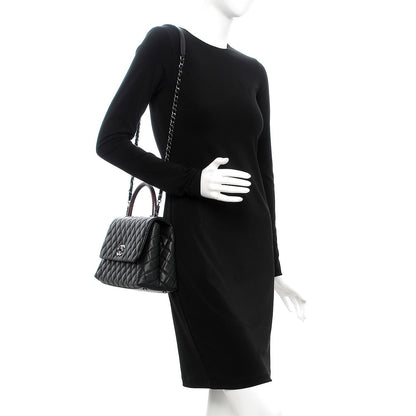Chanel Caviar Lizard Quilted Small Coco Handle Flap Black 2 of 9