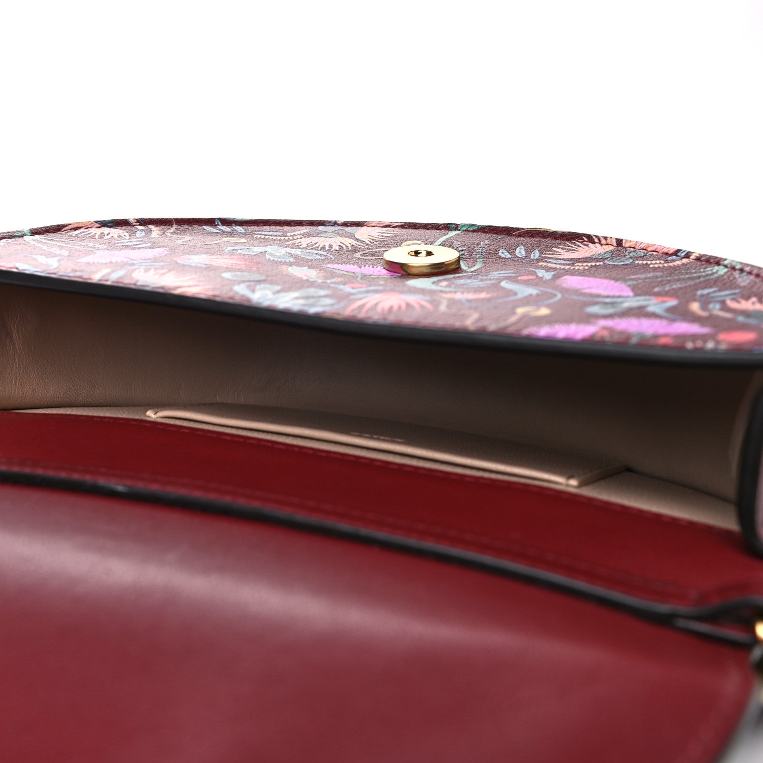 Chloe Calfskin Floral Print Small Nile Bracelet Minaudiere Bag Plum Purple 9 of 9