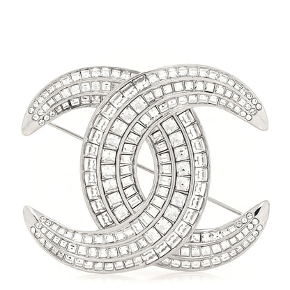 Chanel Baguette Crystal CC Brooch Silver 1 of 3