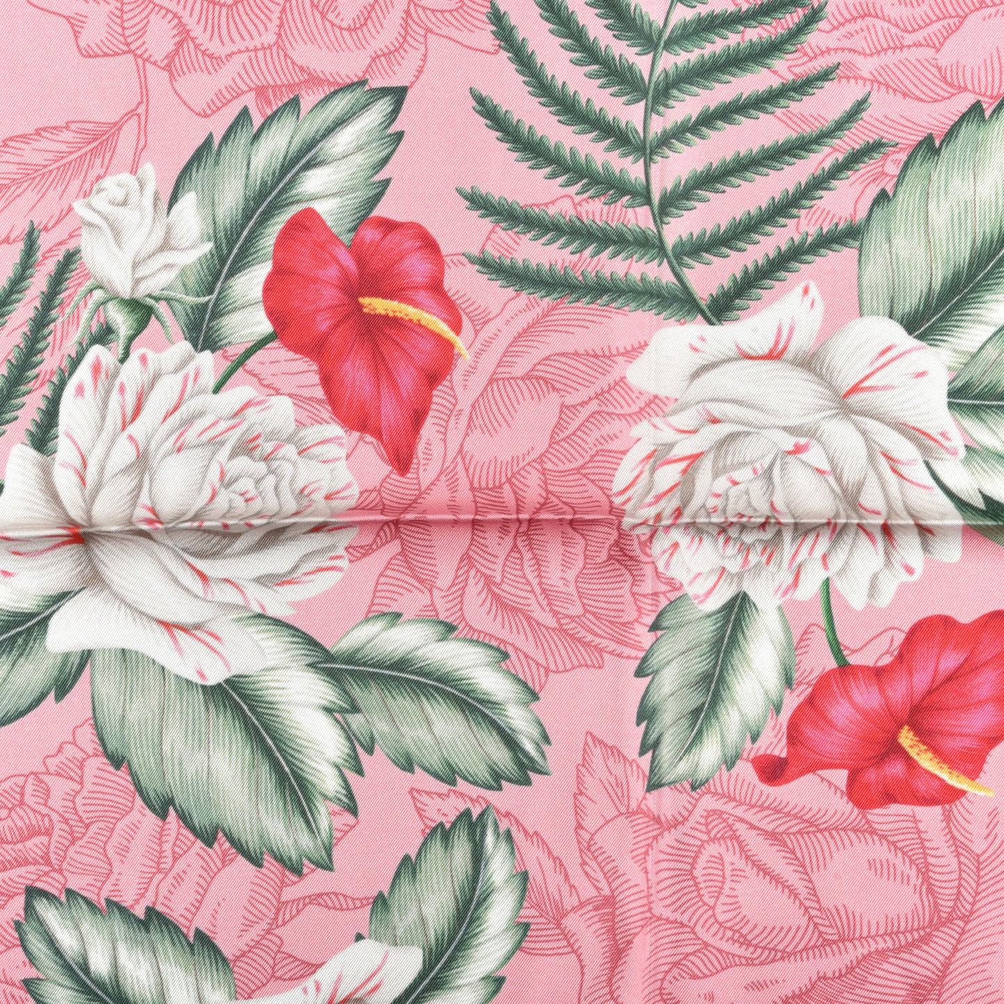 Silk Twill Dream Hawaiian Square Scarf Roseate