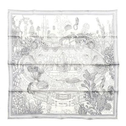 Hermes Vintage Silk Ex Libris Atlantis Scarf 70 White Gris Mastic 1 of 5