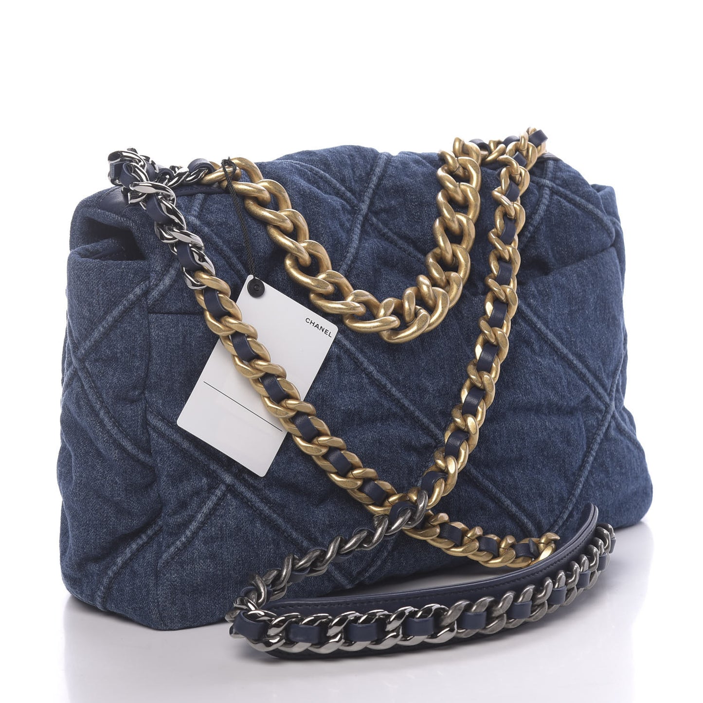Denim Quilted Medium 19 Flap Blue