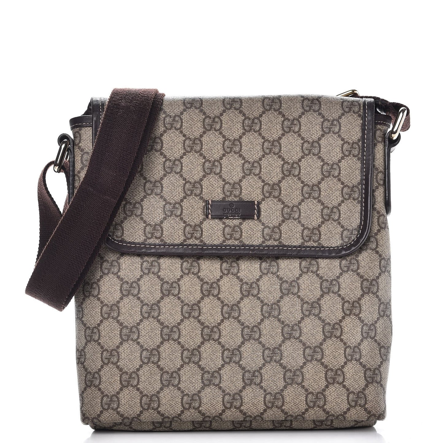 GG Plus Monogram Small Flap Messenger Bag Beige Dark Brown