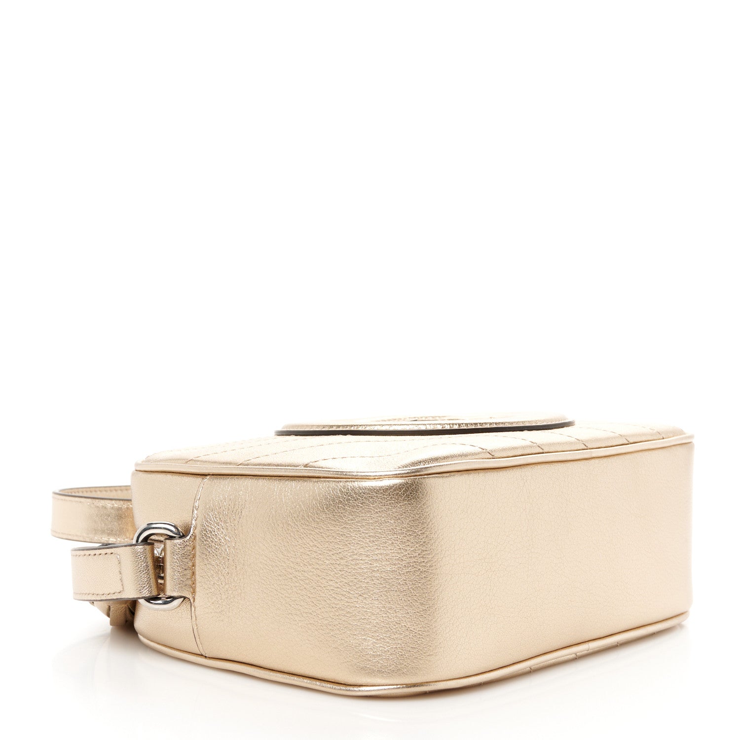 Gucci Metallic Sakai Be Green Calfskin Diagonal Stitched Small Blondie Shoulder Bag Golden Beige 4 of 11