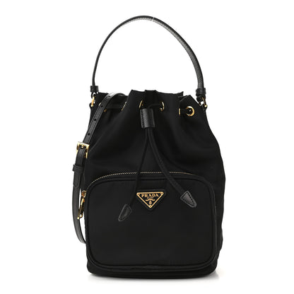 Prada Saffiano Tessuto Nylon Mini Bucket Crossbody Bag Black 1 of 9