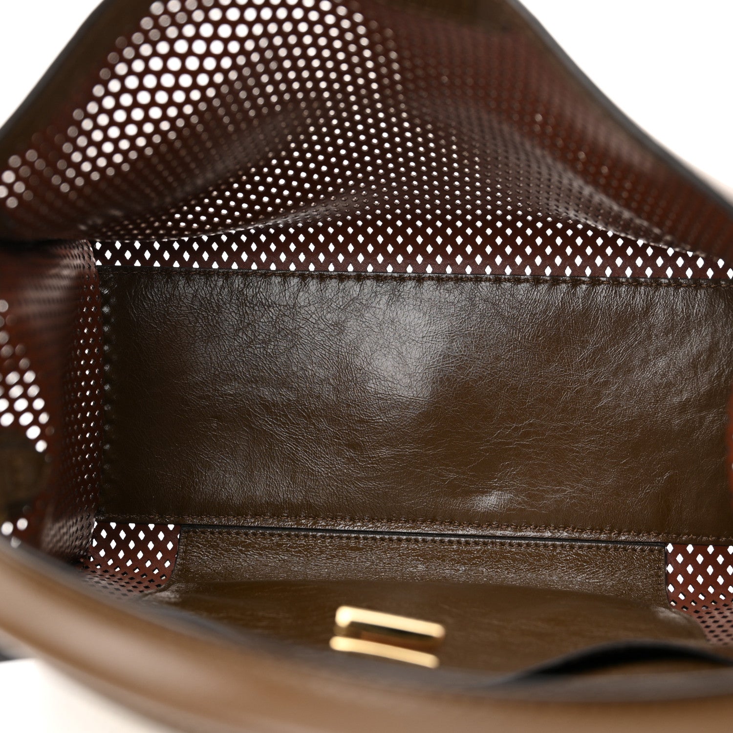 Fendi Vitello Liberty Glossy Lambskin Perforated Medium Peekaboo X-Lite White Ice Rust Maya 5 of 10