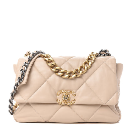 Chanel Lambskin Quilted Large 19 Flap Beige 1 of 18