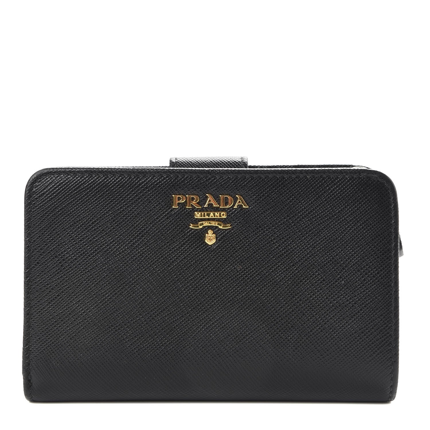 Prada Saffiano Metal Compact Wallet Black 1 of 8