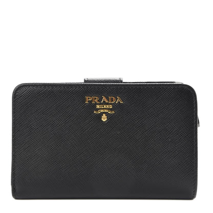 Prada Saffiano Metal Compact Wallet Black 1 of 8