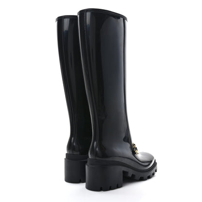 Gucci Rubber Horsebit Knee High Boots 37 Black 4 of 7