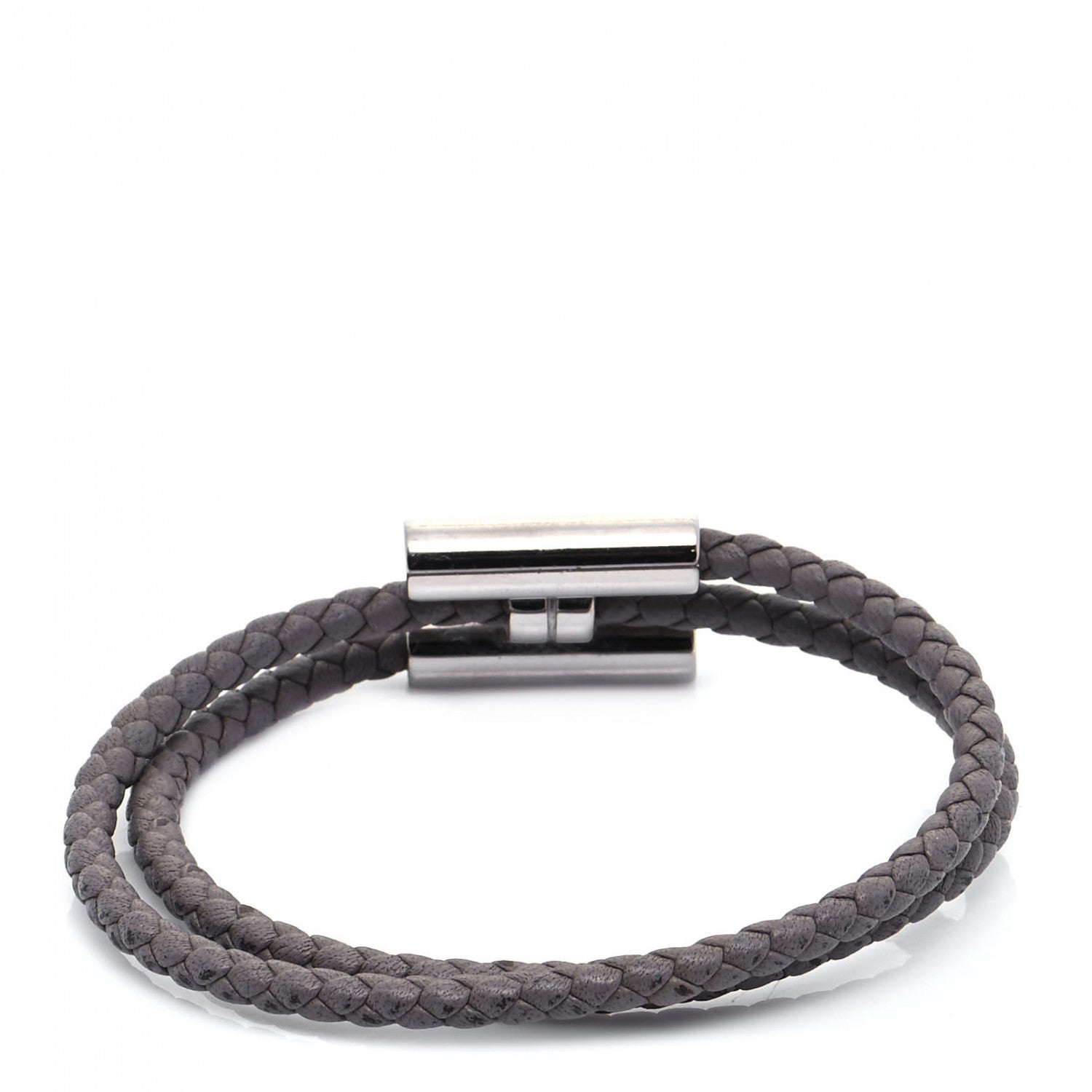 Hermes Swift Double Wrap Cord Tournis Tresse Bracelet T5 Etain