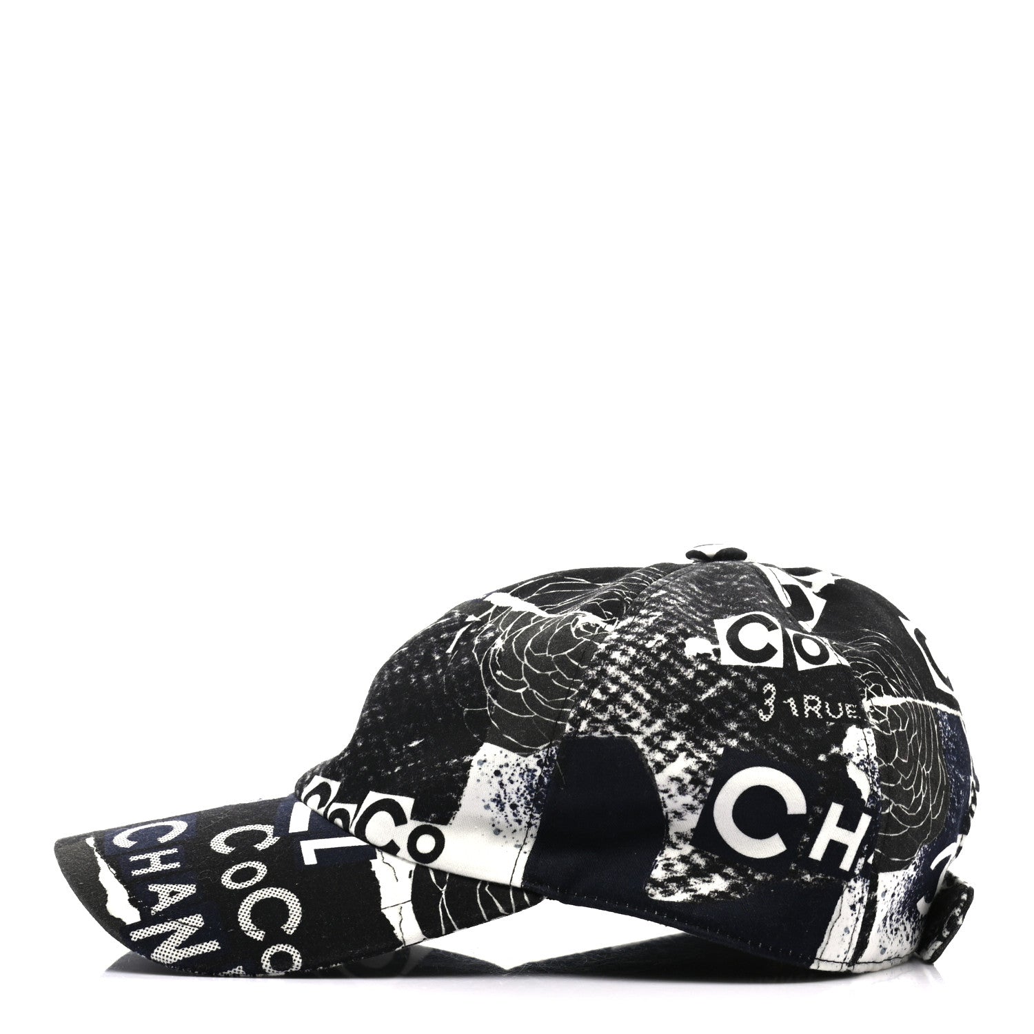 Chanel Cotton Coco Print Cap Hat Navy Black White 4 of 8