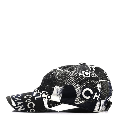 Chanel Cotton Coco Print Cap Hat Navy Black White 4 of 8