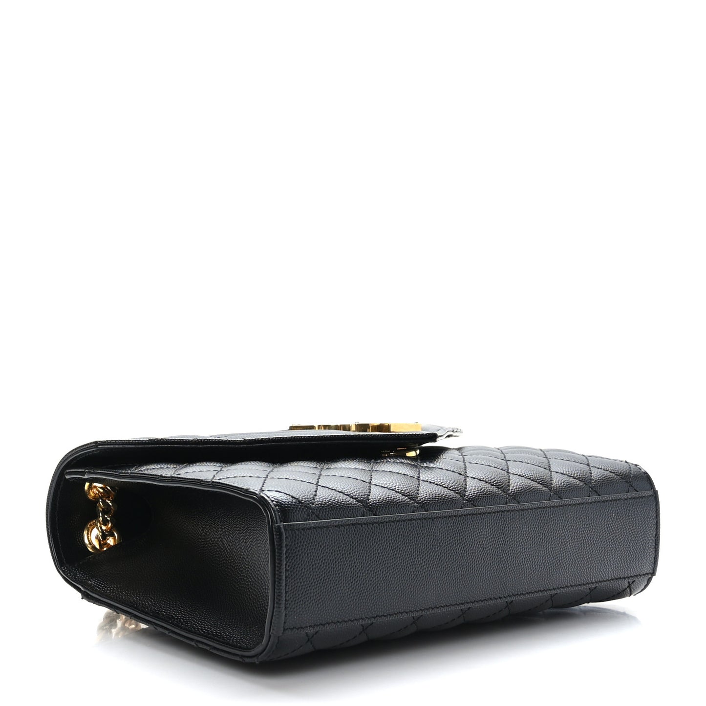 Grain De Poudre Textured Mixed Matelasse Triquilt Medium Monogram Satchel Black