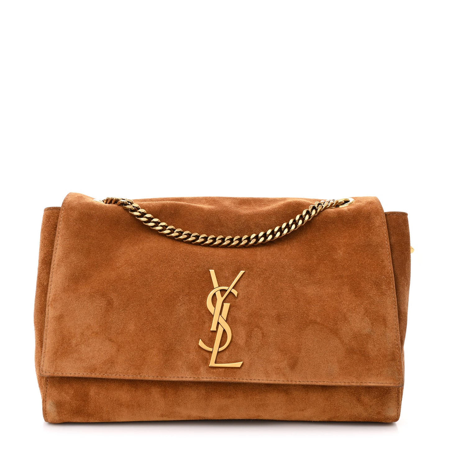 Smooth Calfskin Suede Medium Reversible Monogram Kate Satchel Brick